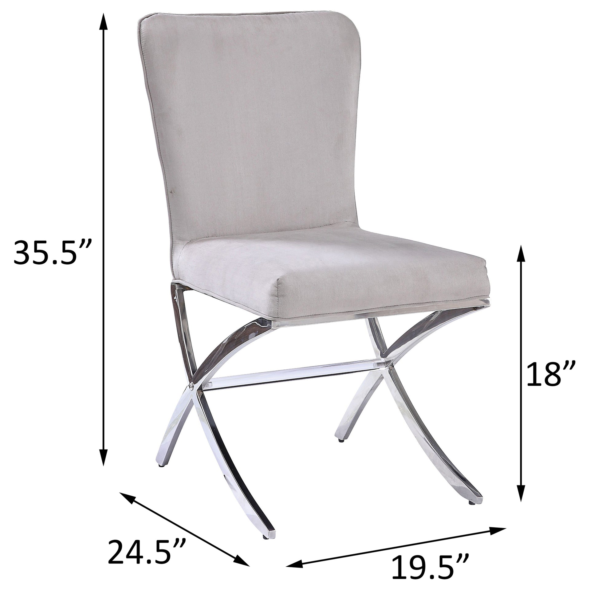 Beige And Chrome Side Chairs With Metal X Shape Legs Set Of 2 Solid Beige Dining Room Foam Rectangular Side Chair Solid Back Set Of 2 Velvet