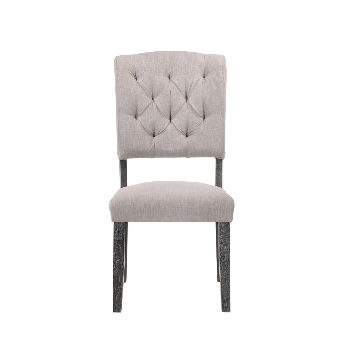 Beige And Weathered Grey Oak Tufted Back Side Chairs Set Of 2 Solid Beige Grey Dining Room Foam Rectangular Transitional Side Chair Rubberwood Tufted Back Set Of 2 Linen