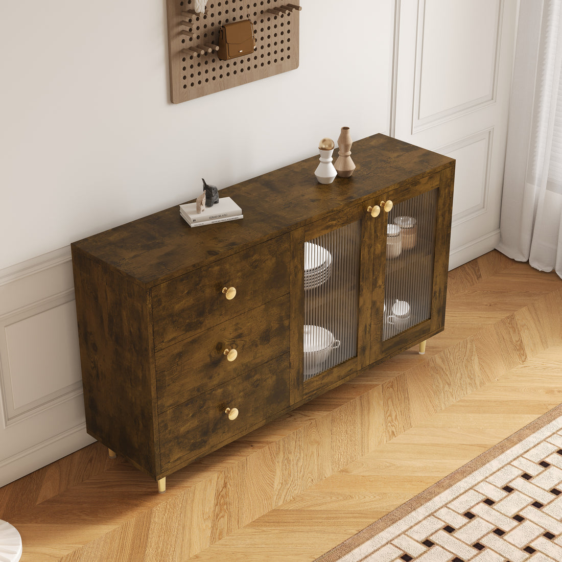Modern Minimalist Side Cabinets: Stylish Storage Lockers For Dining Room Or Living Room Spaces Black Brown Mdf