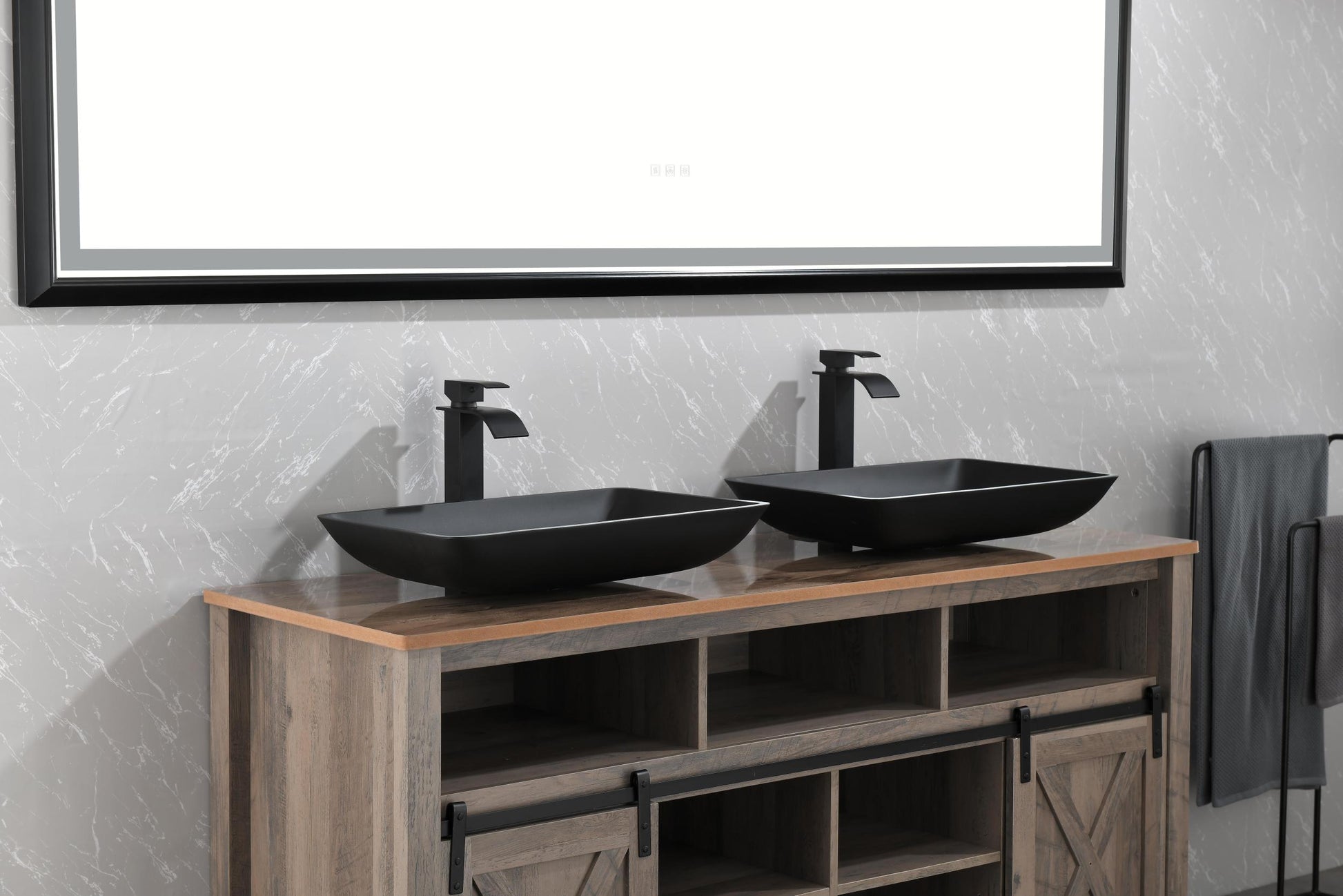 22" L 14" W 4" H Matte Black Glass Rectangular Vessel Bathroom Sink With Faucet And Pop Up Drain In Matte Black Matte Black Glass