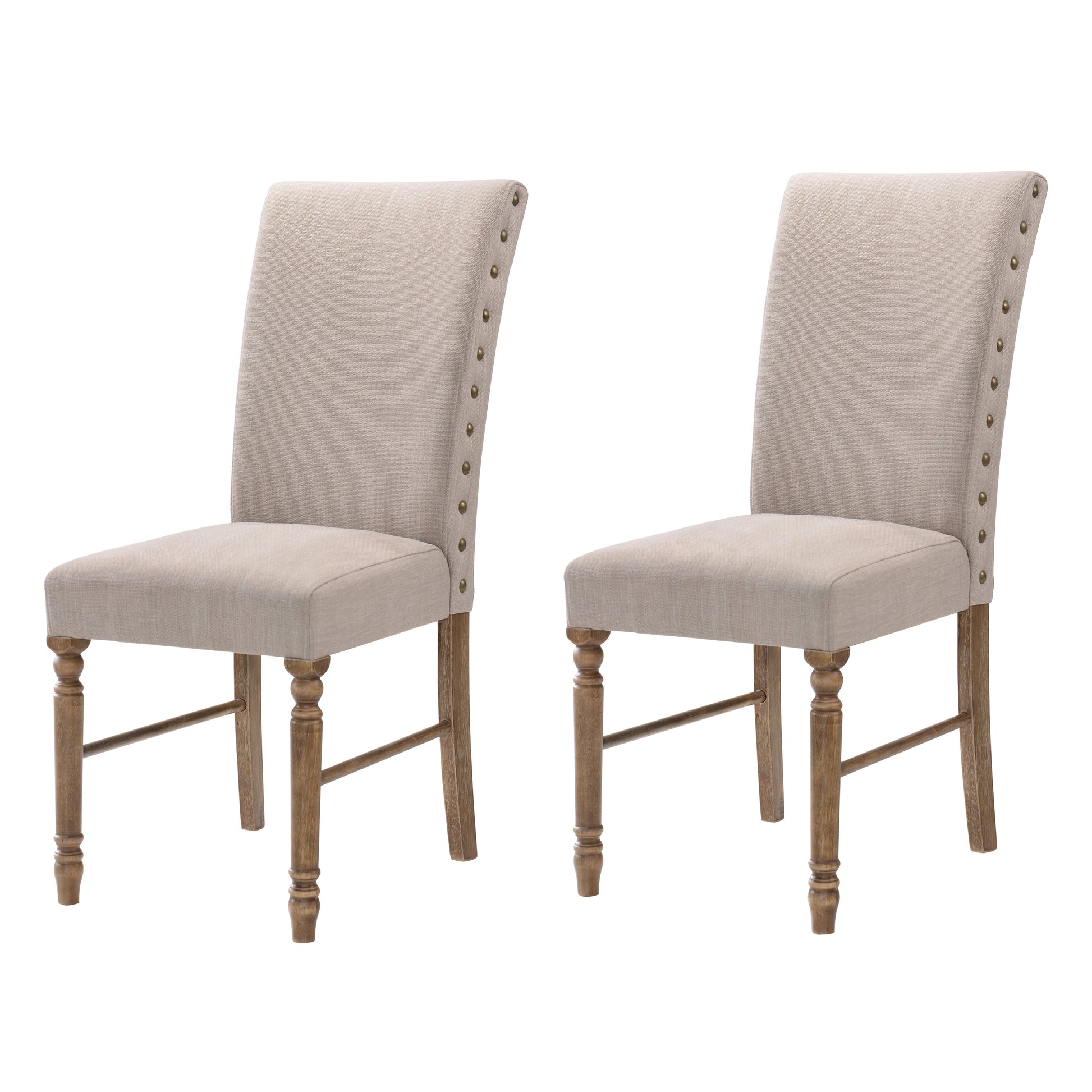 Cream And Weathered Oak Tight Back Parson Chairs Set Of 2 Solid Cream Brown Dining Room Foam Rectangular Contemporary Side Chair Rubberwood Solid Back Set Of 2 Linen