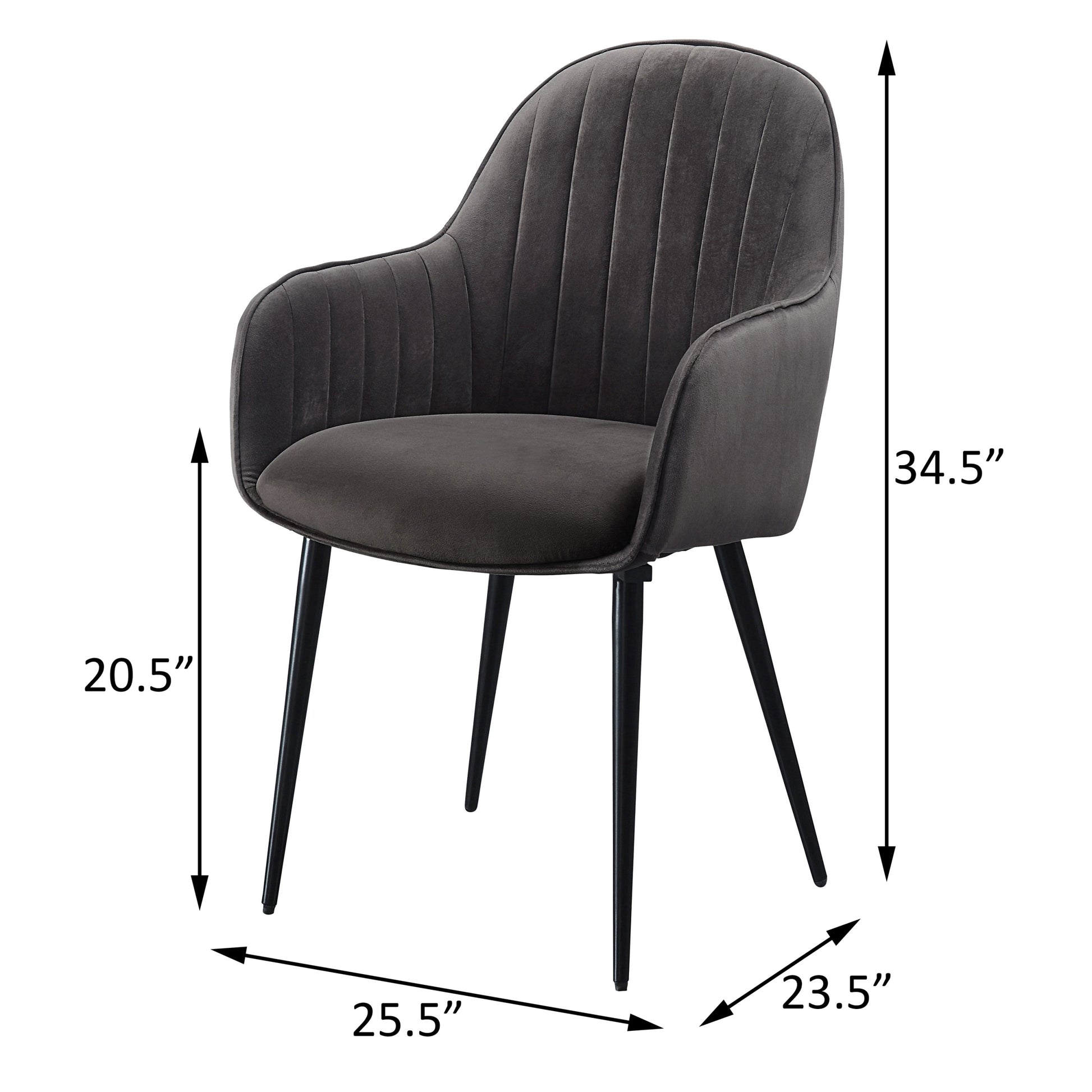 Dark Grey And Black Tufted Back Dining Chairs Set Of 2 Solid Dark Grey Dining Room Foam Rectangular Mid Century Modern Side Chair Solid Back Set Of 2 Wood Fabric