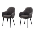 Dark Grey And Black Tufted Back Dining Chairs Set Of 2 Solid Dark Grey Dining Room Foam Rectangular Mid Century Modern Side Chair Solid Back Set Of 2 Wood Fabric