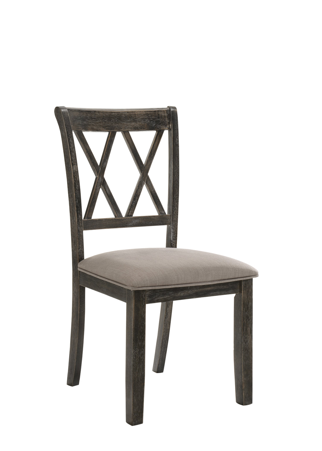Claudia Ii Beige Fabric & Weathered Gray Finish Side Chair Set Of 2 Beige,Gray Fabric,Synthetic Wood