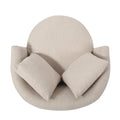 Swivel Club Chair Beige Brown Fabric