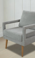 Mid Century Armchair2Pcs, Accent Chair With Wood Legs & Soft Cushion For Living Room, Bedroom, Home Office, Study, Grey Gray Foam Wood Fabric