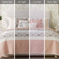 6 Piece Cotton Percale Quilt Set With Throw Pillows Blush King Cal King King Blush Polyester
