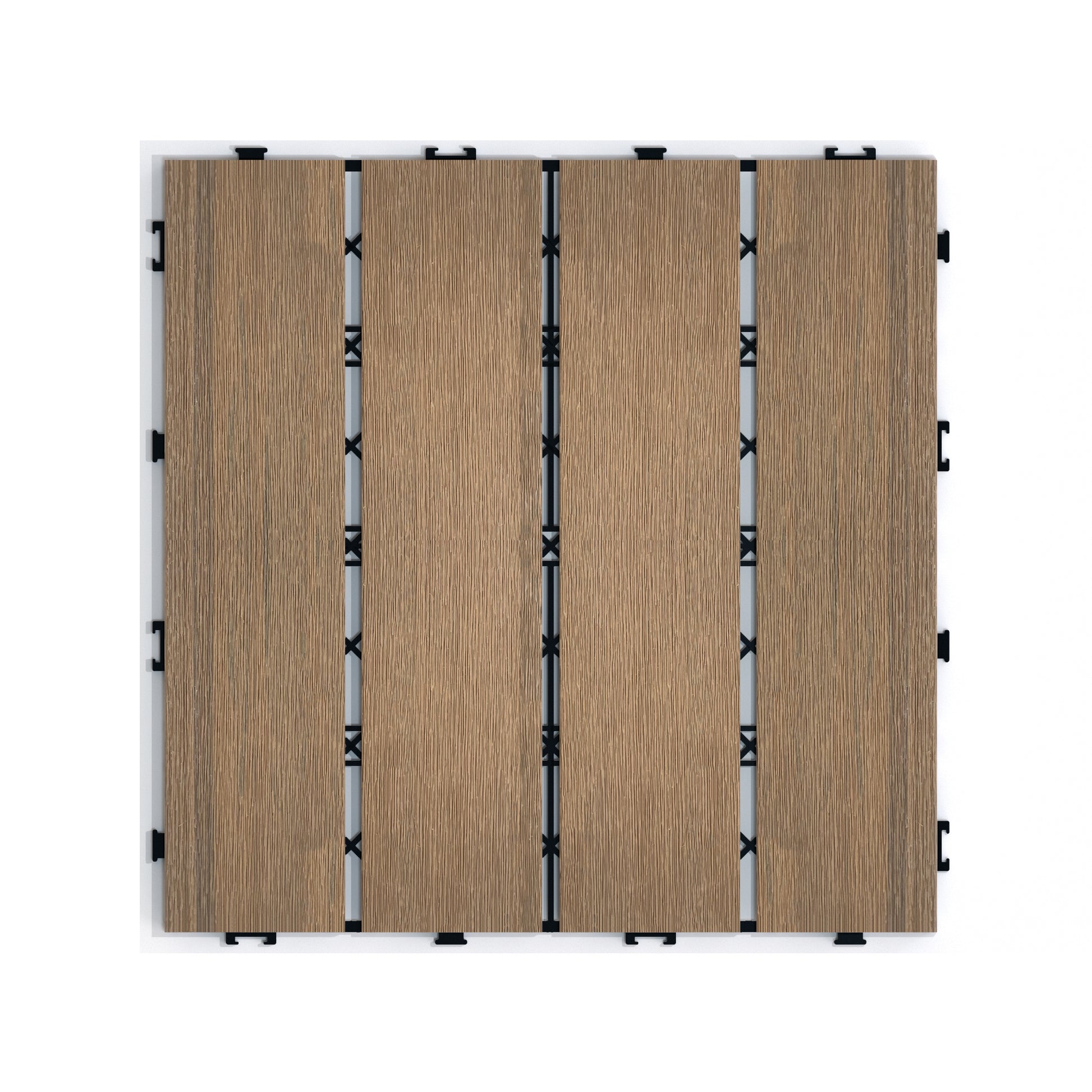 Patio Floor Tiles Pack Of 22 Wpc Wood Plastic Composite Patio Deck Tiles Diy Interlocking Decking Tiles, Quick Deck Floor Tile, Court Tile, Water Resistant Indoor Outdoor 11.8" Oak Oak Plastic