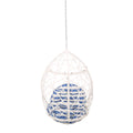Los Alamitos Hanging Chair With 8Ft Chain White Blue Pe Rattan Iron Waterproof Fabric