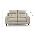 Torino Power Headrest Zero Gravity Reclining Loveseat Off White Genuine Leather Wood Primary Living Space Medium Firm Tight Back Mid Century Modern Eucalyptus Pillow Top Arms Memory Foam Leather