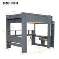 Wood Full Size Gaming Loft Bed With Desk, Multi Storage Shelves, Led And Charging Station, Dark Gray Box Spring Not Required Full Dark Gray Wood Bedroom Bed Frame Solid Wood Mdf