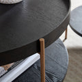 2 Piece Modern 2 Tier Round Coffee Table Set For Living Room,Easy Assembly Nesting Coffee Tables, End Side Tables For Bedroom Office Balcony Yard,Black Mdf Matt Black Mdf Metal