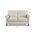 Laa Leather Loveseat Beige Genuine Leather Wood Primary Living Space Medium Firm Cushion Back Mid Century Modern Eucalyptus Rolled Arms Down Filling Genuine Leather