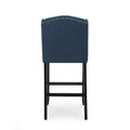 Vienna Contemporary Fabric Tufted Wingback 31 Inch Counter Stools, Set Of 2, Navy Blue And Dark Brown Navy Blue Fabric