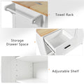 K&K Kitchen Island With Foldable Counter Top, Kitchen Storage Cart With Slide Out Shelf, Towel Rack And Drawer, Rolling Kitchen Cart On Wheels, For Kitchen, Living Room, Dining Room, White White Brown Kitchen Classic,Farmhouse,Luxury,Modern Rectangular