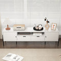 Modern Tv Console, Entertainment Center With Storage For Living Room 70.86X15.74X21.85Inch 5 Or More Spaces White Primary Living Space Particle Board
