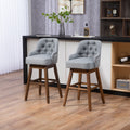 Coolmore Bar Stools Set Of 2 Counter Height Chairs With Footrest For Kitchen, Dining Room And 360 Degree Solid Wood Legs Swivel Bar Stools Set Of 2 Gray Linen Gray Foam Linen
