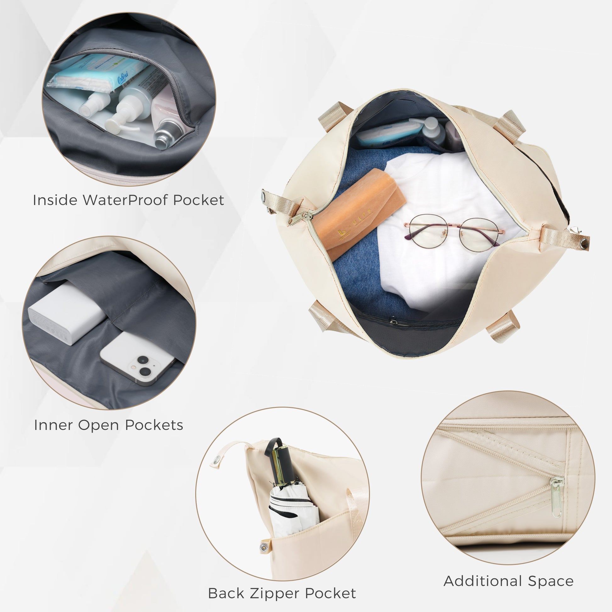 3 Piece Luggage Set With 20" Front Opening Carry On, 28" Expandable Suitcase, And Expandable Travel Bag, White White Abs