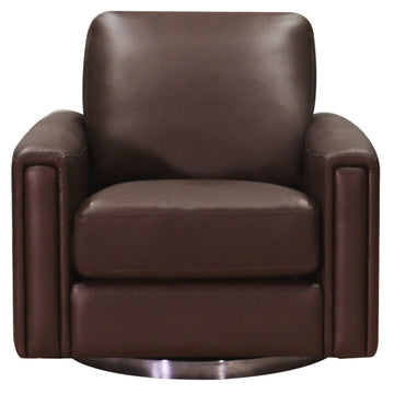 Hayward Swivel Leather Chair Chestnut Memory Foam Genuine Leather