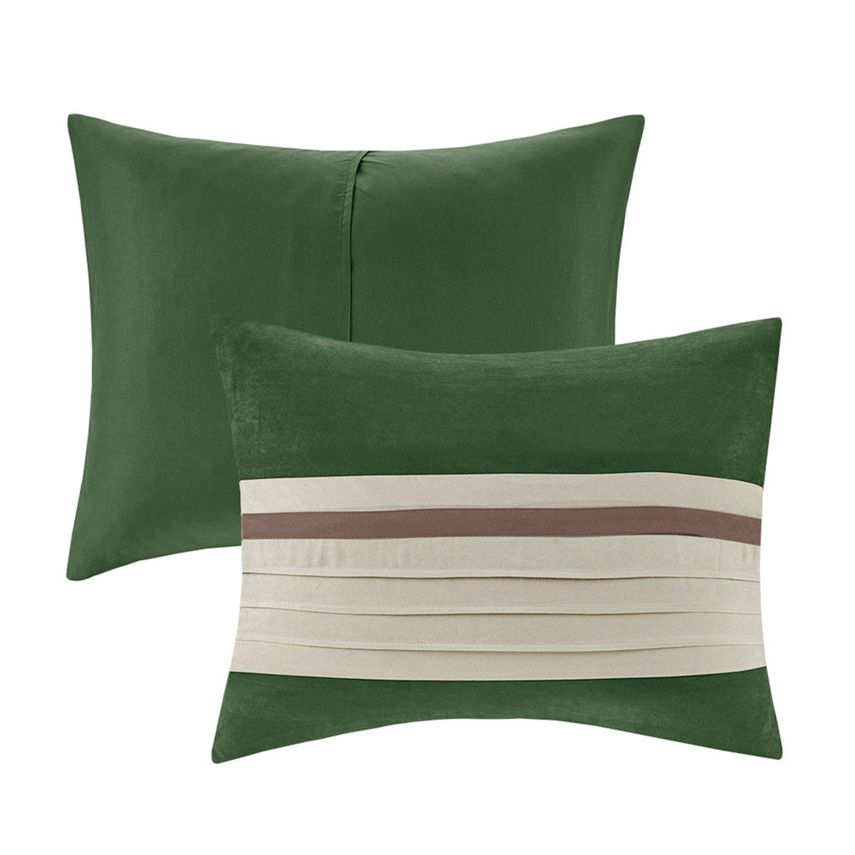 7 Pc Pieced Faux Suede Comforter Set Green Cal King California King Green Polyester