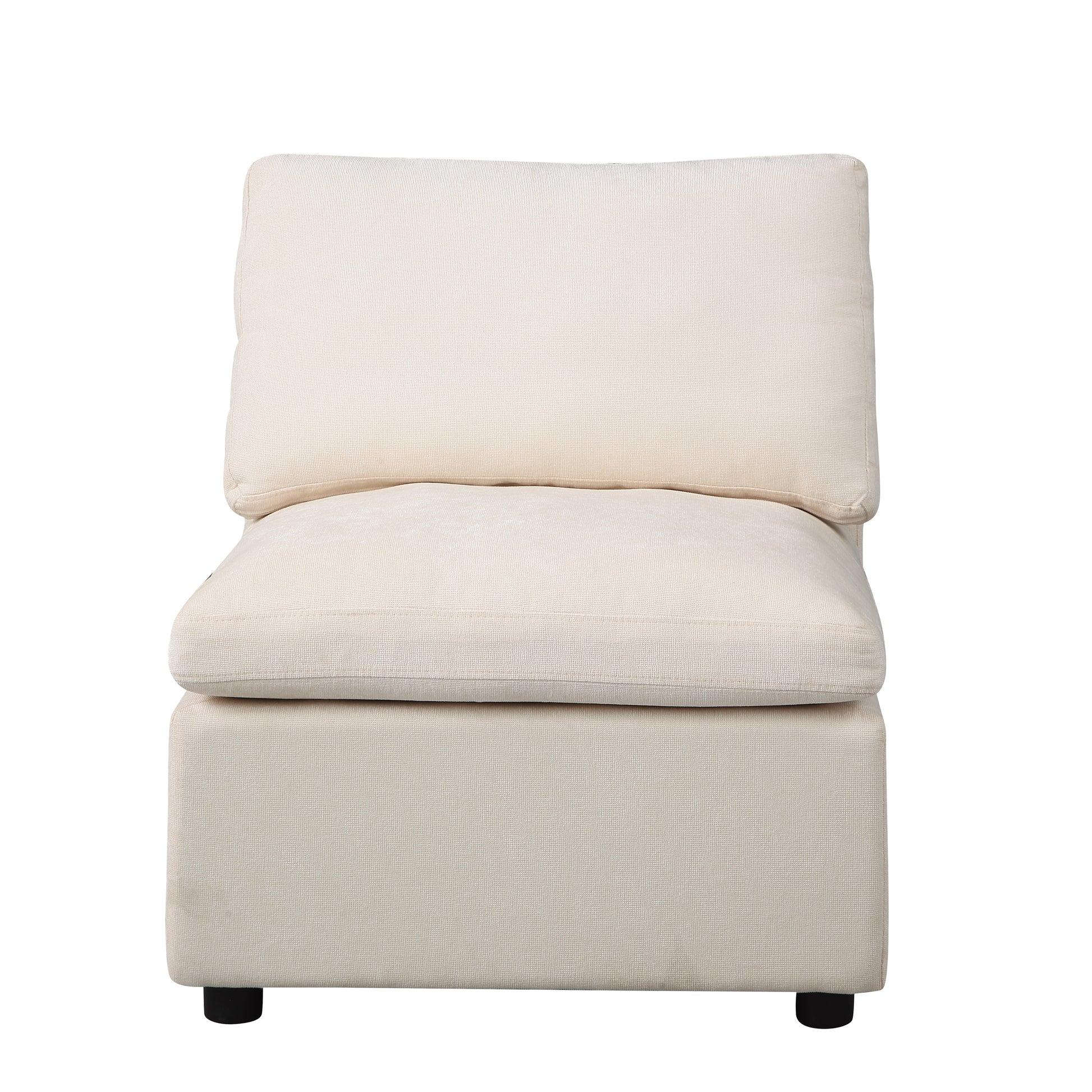 Modern Upholstered Middle Module For Modular Sectional,Sectional Sofa Couch Accent Armless Chair, Chenille Beige Beige Fabric 1 Seat