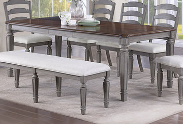 Light Grey And Cherry Contemporary Style 1Pc Dining Table Wooden Frame Dining Room Furniture Cherry,Light Grey Seats 6 Dining Room Classic,Contemporary,Modern Rubberwood Kitchen & Dining Tables