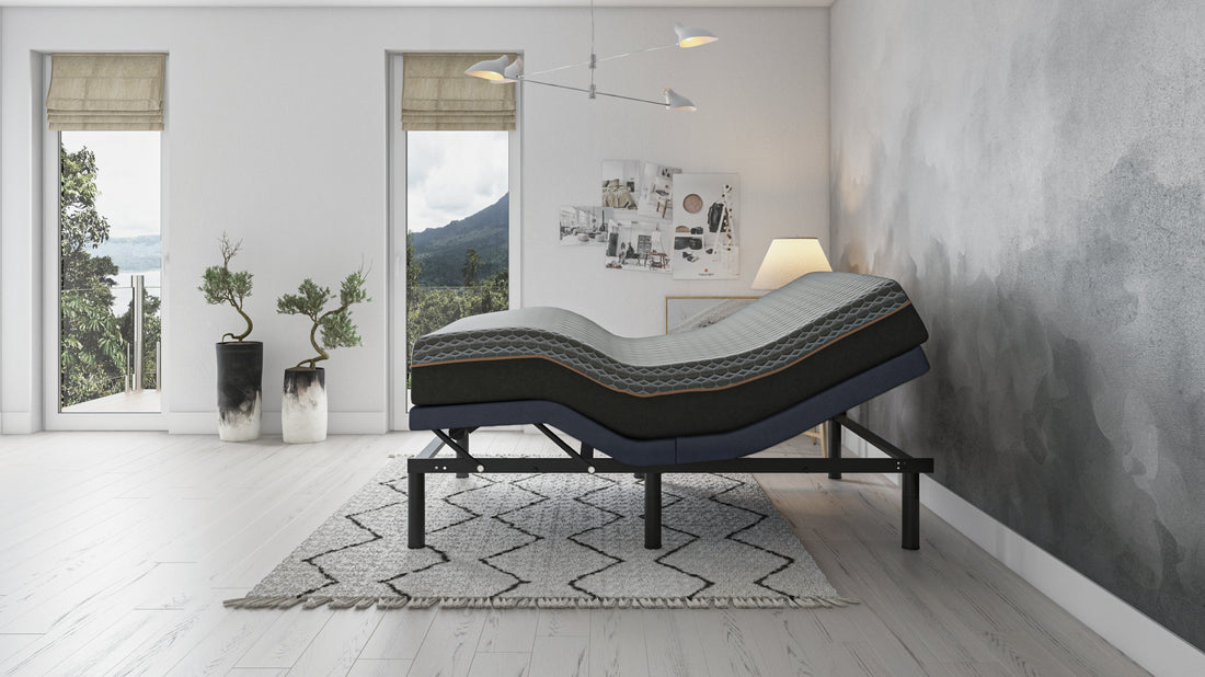 Bt2000 Full Adjustable Bed Base With Full Range Positions Adjustment Box Spring Not Required Full Blue Grey Steel