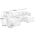 Oversized Modular Cushion Sofa, Portable Ottoman, L Shaped Corner Low Back Deep Seating Spacious Sofa Set And Sofa Bed For Home Apartment Living Room Set, Grey Corduroy Grey Corduroy 3 Seat