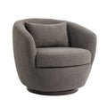Upholstered Swivel Barrel Armchair With Storage Modern Living Room Side Chair For Bedroom Office Reading Spaces Teddy Fabric Grey Grey Foam Upholstered