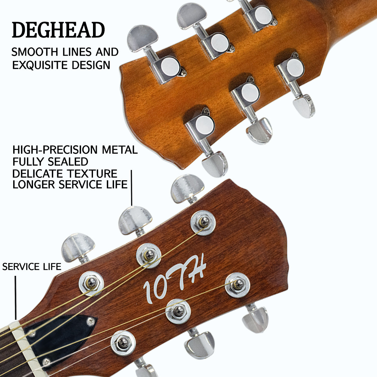Beginner Metal Resonator Guitar, Full Size Circular Neck Traditional Resonator, Built In Preamplifier Tiger Wood