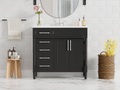 36'' Bathroom Vanity With Top Resin Sink, Freestanding Bathroom Storage Cabinet With 2 Drawers And A Tip Out Drawer, Solid Wood Frame Vanity Set, Height Adjustable Shelf 3 Black 2 2 Adjustable Shelves Bathroom Freestanding Solid Wood Mdf Resin Painted