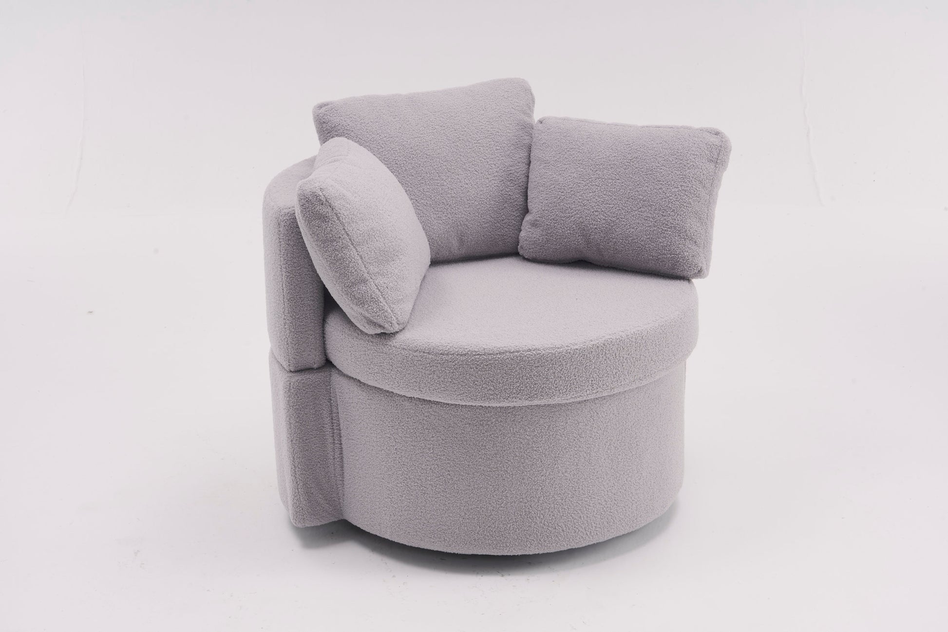 029 Teddy Fabric Swivel And Storage Chair With Back Cushion For Living Room,Light Gray Light Gray Primary Living Space Modern Foam Teddy