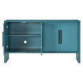 4 Door Large Storage Retro Sideboard With Adjustable Shelves And Long Handles For Kitchen, Dining Room And Living Room Antique Blue Antique Blue Mdf