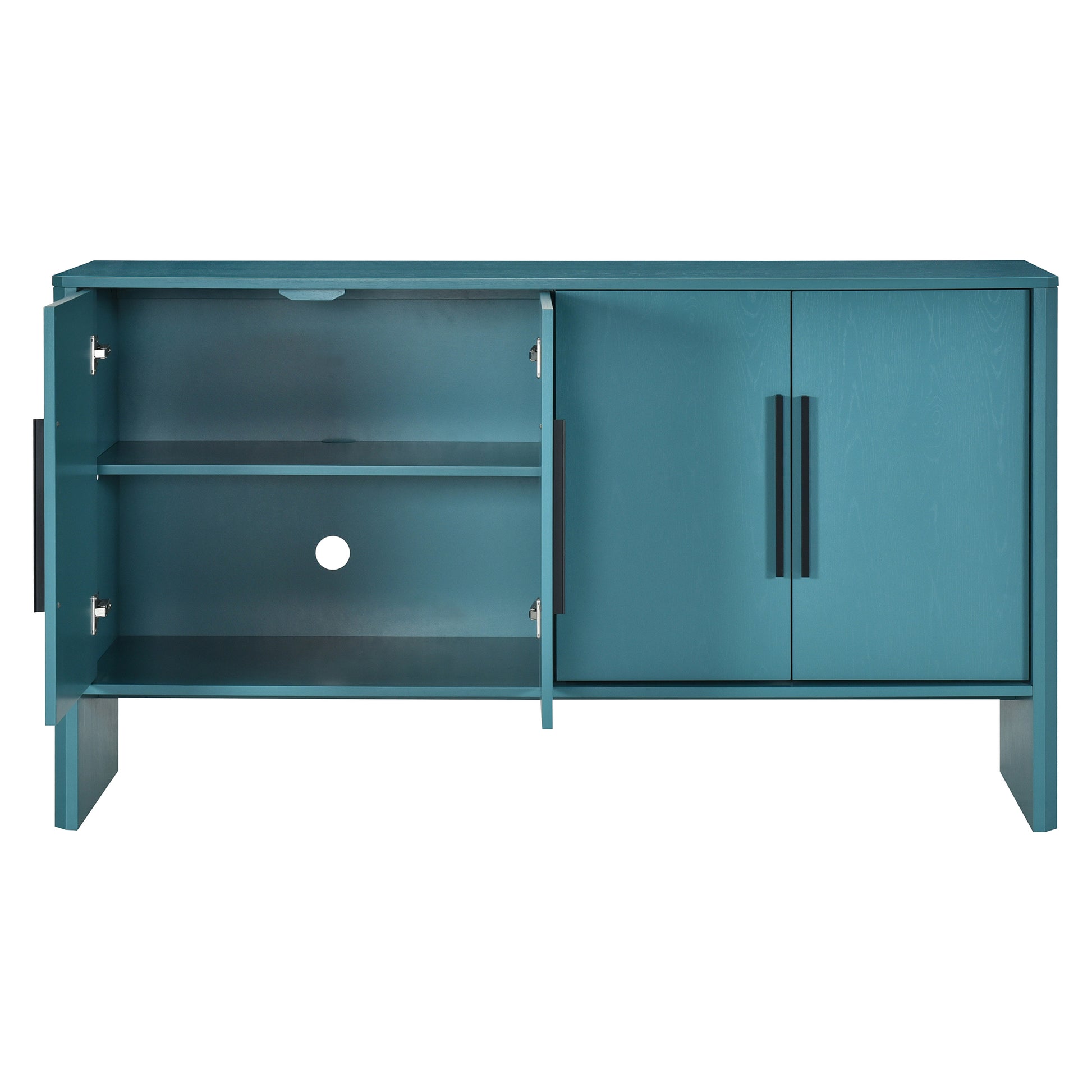 4 Door Large Storage Retro Sideboard With Adjustable Shelves And Long Handles For Kitchen, Dining Room And Living Room Antique Blue Antique Blue Mdf