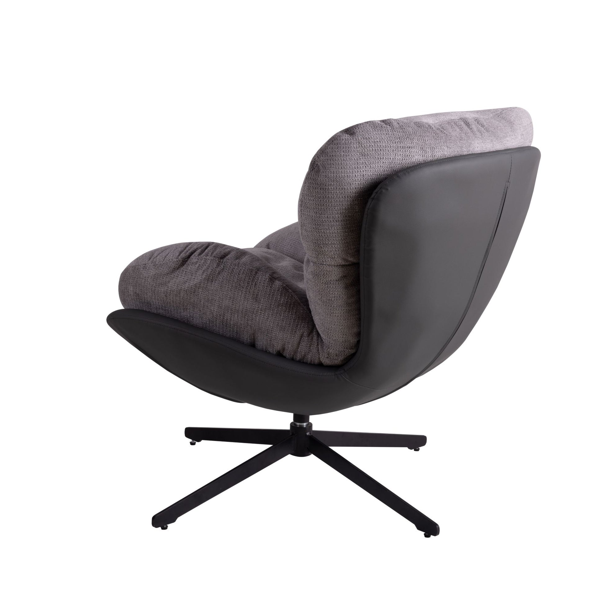 360 Swivel Accent Chair, Modern Chenille Lounge Chair With Faux Leather And Black Metal Base Frame, Comfortable Reading Chair For Small Spaces, Living Room, Bedroom, Reading Corner, Office,Light Gray Black,Light Gray Brown Primary Living Space Art