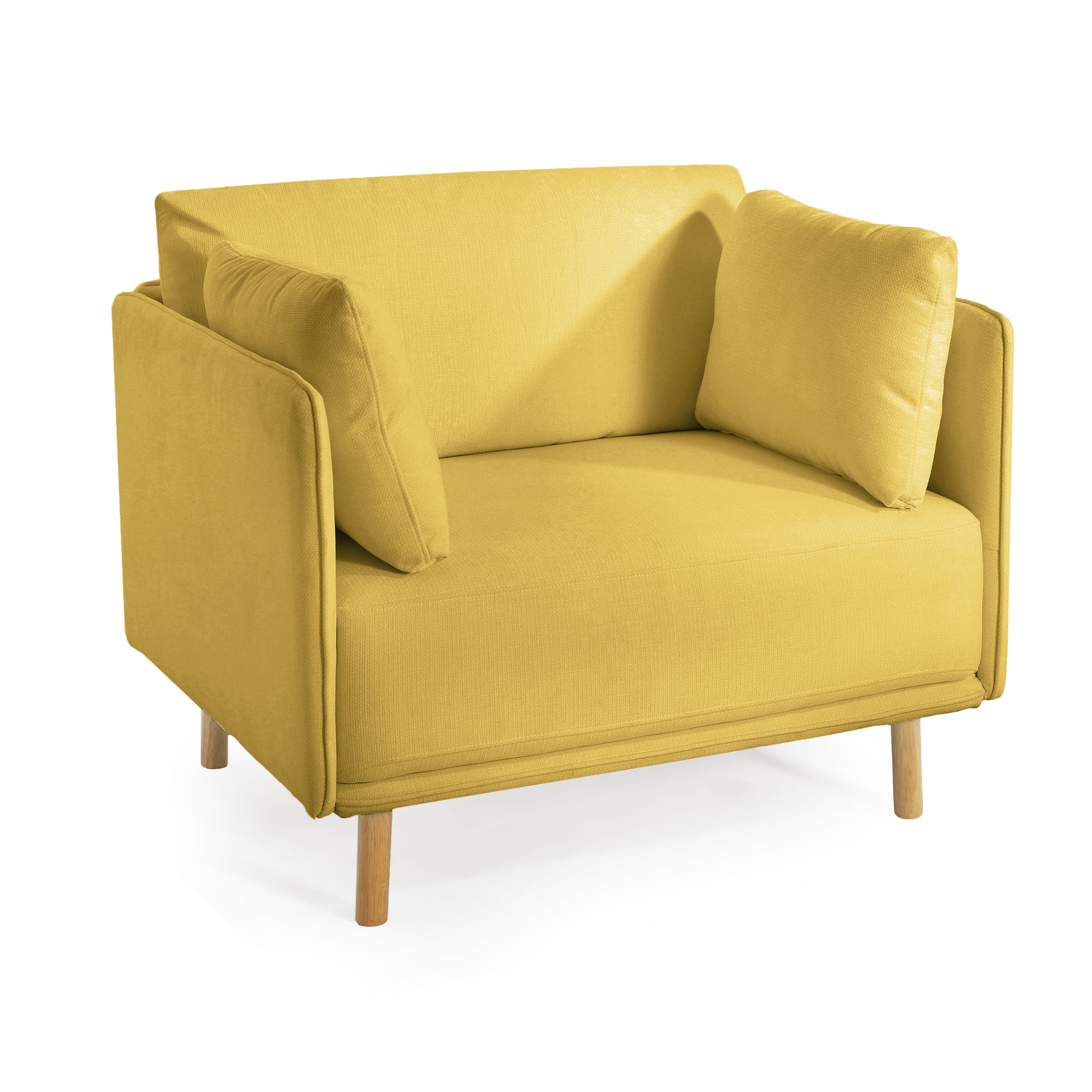 39" Modern Upholstered Accent Chair With Soft Cushions, Sleek Armrest Design And Sturdy Wooden Legs, Cozy Seating For Living Room, Bedroom, Or Office Lounge Yellow Metal,Polyester,Solid Wood Mdf