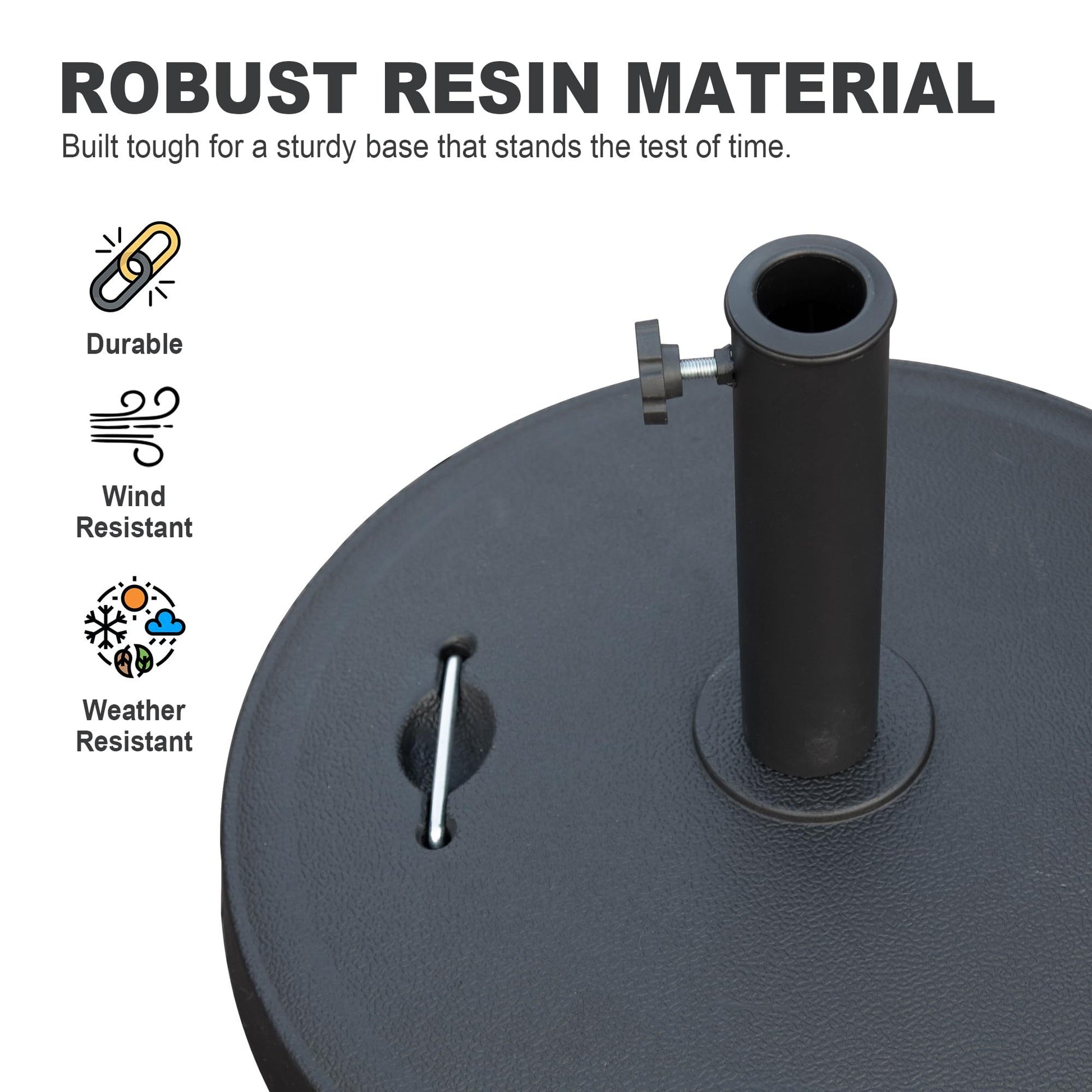 Patio Umbrella Base, Umbrella Stand Base With Adjustable Knob And 2 Durable Handles, Patio Table Umbrella Base For Outdoor 1.5'' 1.9'' Market Umbrella Heavy Duty Umbrella Holder, Black Black Resin