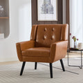 Modern Soft Leather Material Ergonomics Accent Chair Living Room Chair Bedroom Chair Home Chair With Black Legs For Indoor Home Light Brown Pu Light Brown Foam Upholstered