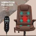 Homcom High Back Vibration Massage Office Chair With 6 Vibration Points, Heated Reclining Pu Leather Computer Chair With Armrest And Remote, Brown Brown Pu