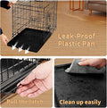 36 Inch Folding Metal Wire Dog Crate, Durable, Foldable, Collapsible Double Door Dog Crate With Removable Leak Proof Pan, Portable Dogs Crate With Divider, Black Black Iron