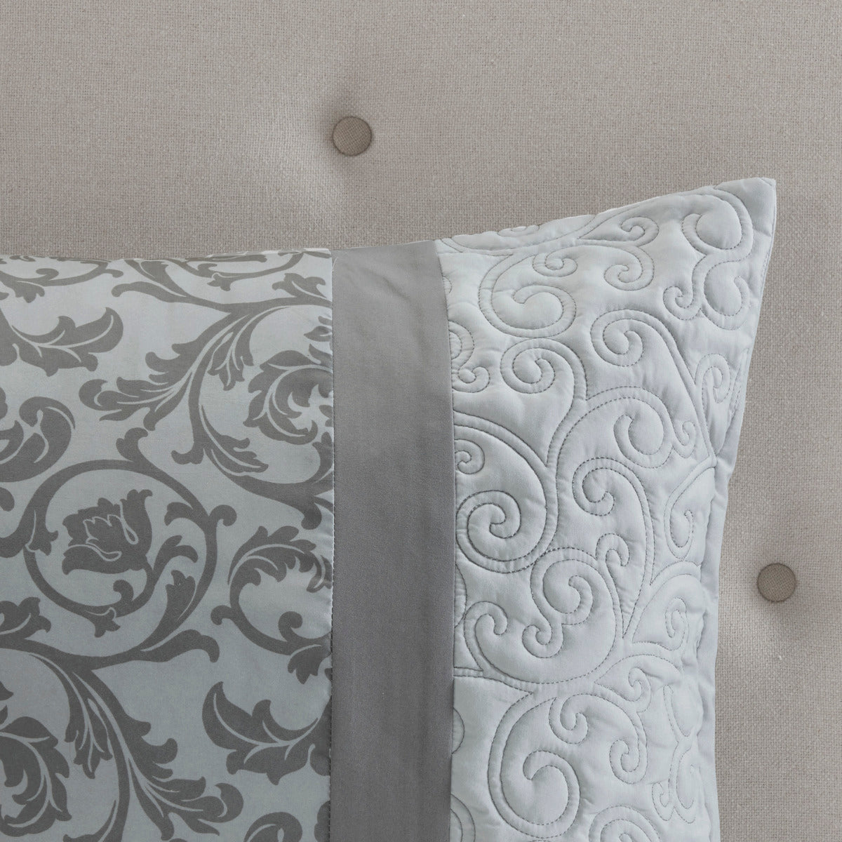 Embroidered 8 Piece Comforter Set Grey Cal King California King Grey Polyester
