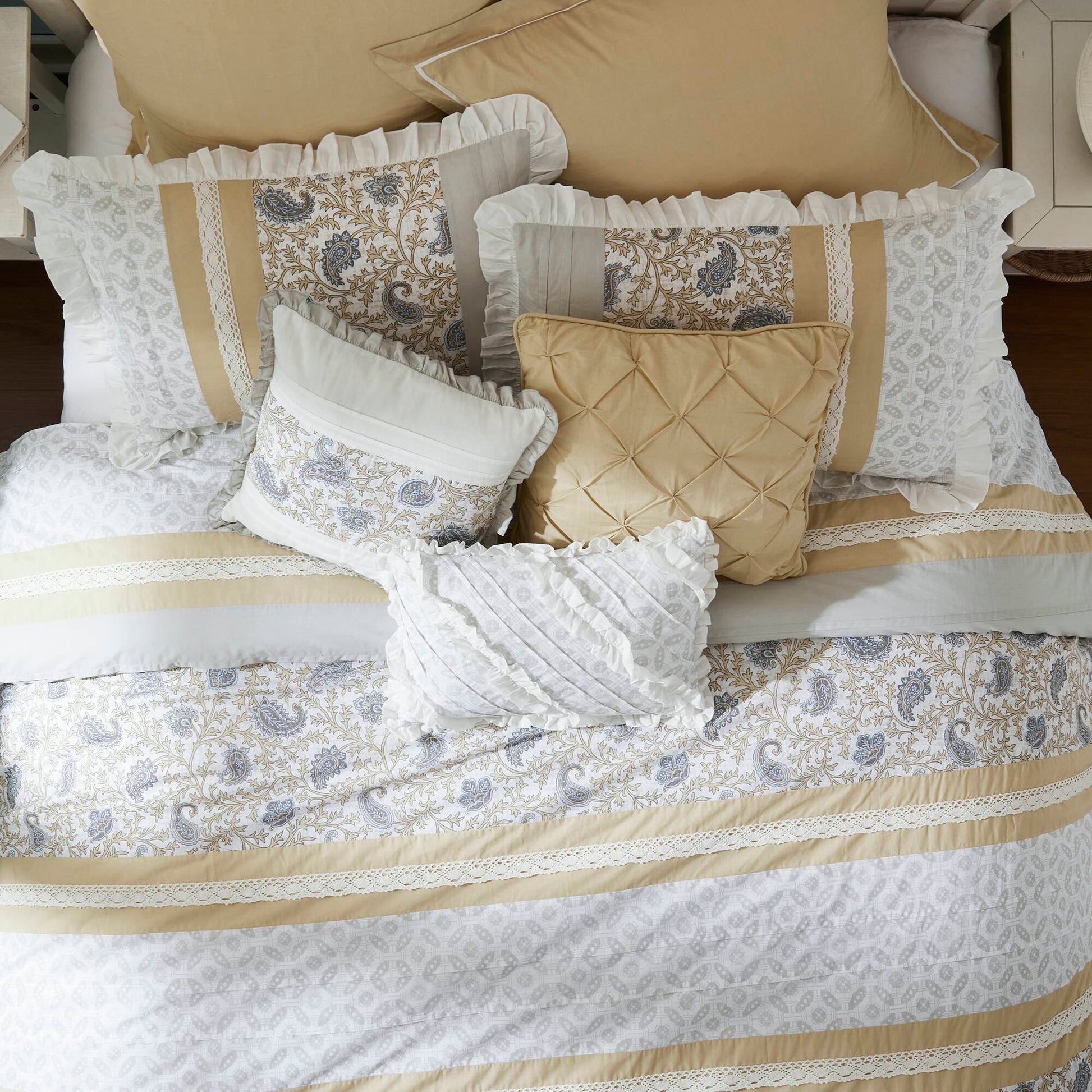 9 Piece Cotton Percale Comforter Set Yellow Cal King California King Yellow Polyester