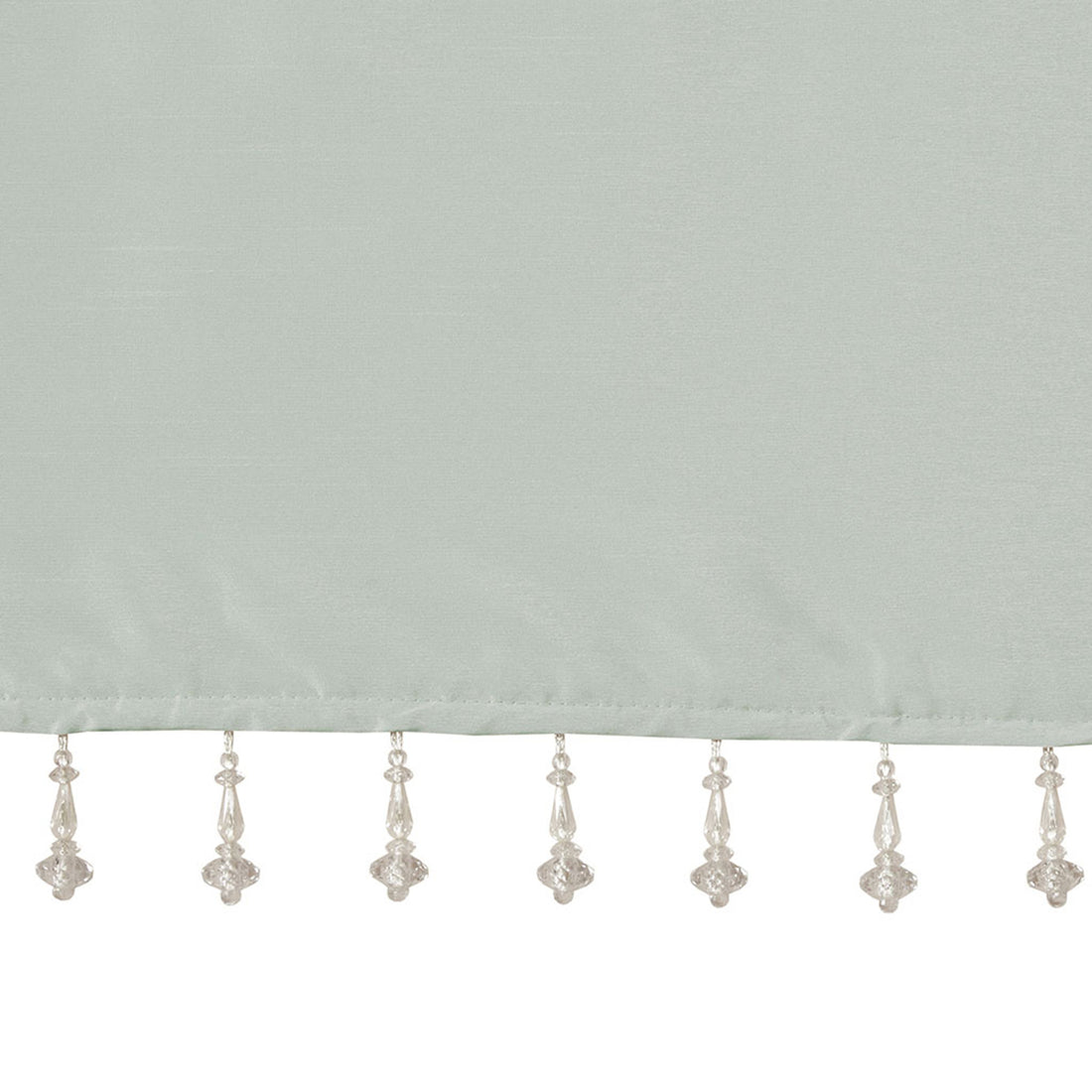 Lightweight Faux Silk Valance With Beads Dusty Aqua 50X26" Dusty Aqua Microfiber