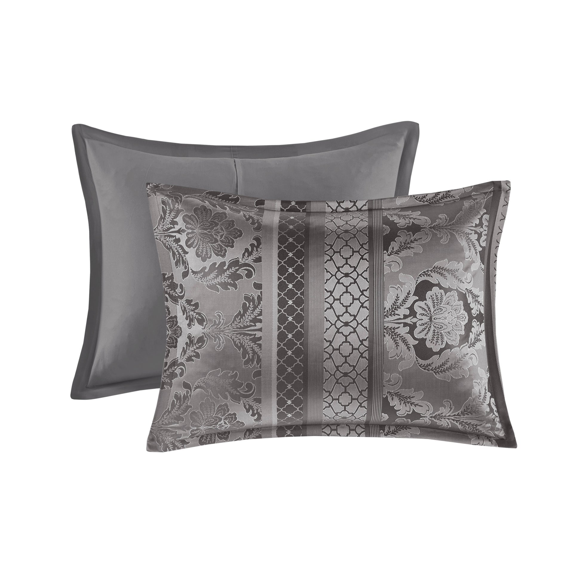 7 Piece Jacquard Comforter Set Grey Cal King California King Grey Polyester