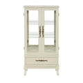 Curio Cabinet Lighted Glass Cabinet Glass Wine Cabinet Curio Display Cabinet With Adjustable Glass Shelves 2 Doors And 1 Drawer Cabinet Sideboard With Bulb Included Antique White Antique White Mdf Glass
