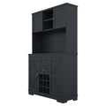Coffee Bar Cabinet Kitchen Cabinet With Storage, Farmhouse Wine Cabinet With Drawers Shelves And Cabinets, Buffet Cabinet Wine & Glass Racks For Dining Room, Kitchen, Dark Blue Antique Blue Particle
