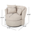 Swivel Club Chair Beige Brown Fabric