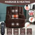 Dual Motor Heat Massage Infinite Position Up To 350 Lbs Electric Power Lift Recliners With Power Remote, Medium Firm And Heavy Duty, Brown White Metal Primary Living Space Heavy Duty Pine Brown Chenille Power Remote Medium Firm Cushion Back American