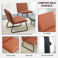 Brown Minimalist Armless Sofa Chair With Pu Backrest And Black Metal Legs, Suitable For Offices, Restaurants, Kitchens, And Bedrooms Brown Metal
