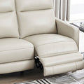 Ashby Power Headrest Zero Gravity Reclining Loveseat With Power Lumbar Beige Genuine Leather Wood Primary Living Space Medium Firm Tight Back Mid Century Modern Eucalyptus Square Arms Memory Foam